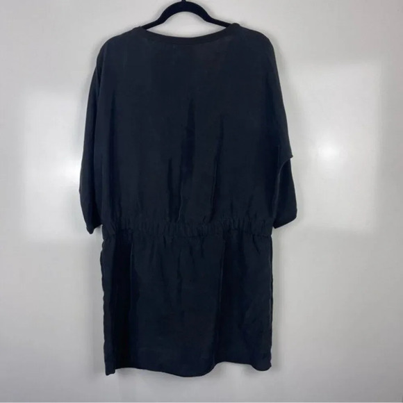Kate Spade Saturday Ribbed Trim Dolman Mini Dress Silk Black Women's Size Large - Picture 2 of 6